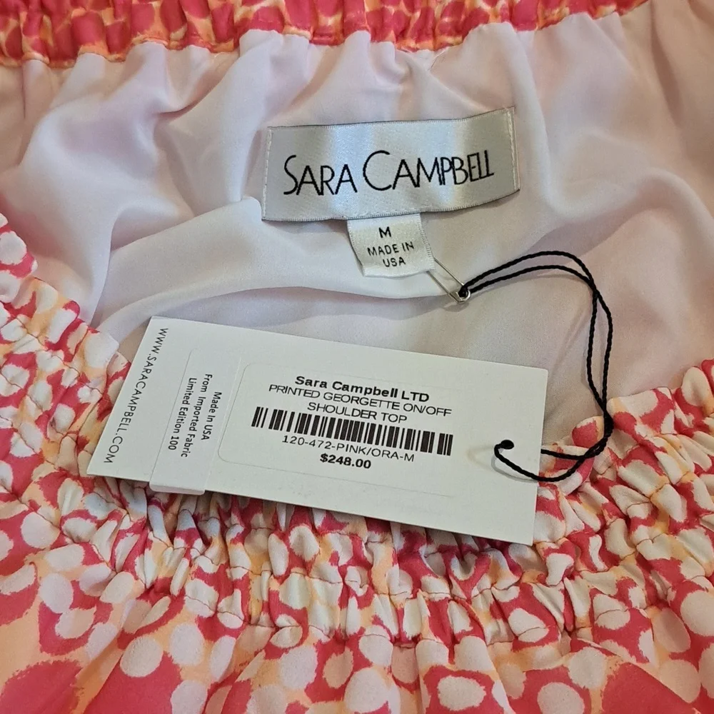 Sara Campbell Printed Georgette On/Off Shoulder Blouse  Size M NWT - Picture 3 of 9